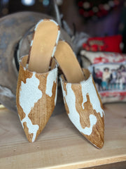 Cow Print Mules